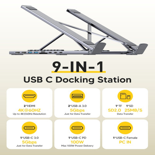 9-in-1 USB-C Hub Dual Screen Laptop Stand