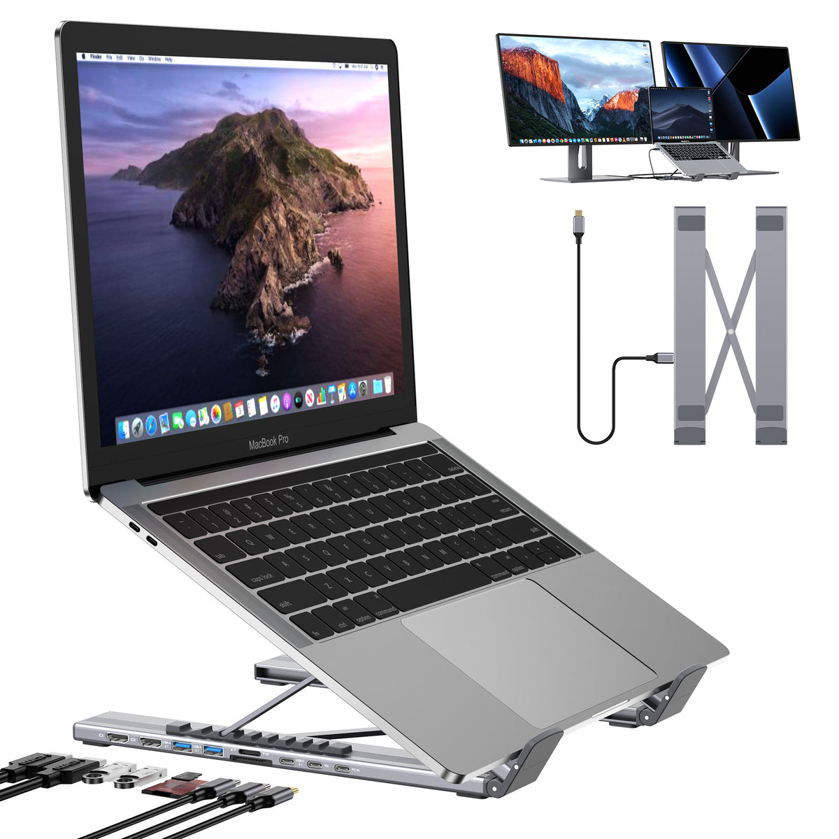 9-in-1 USB-C Hub Dual Screen Laptop Stand