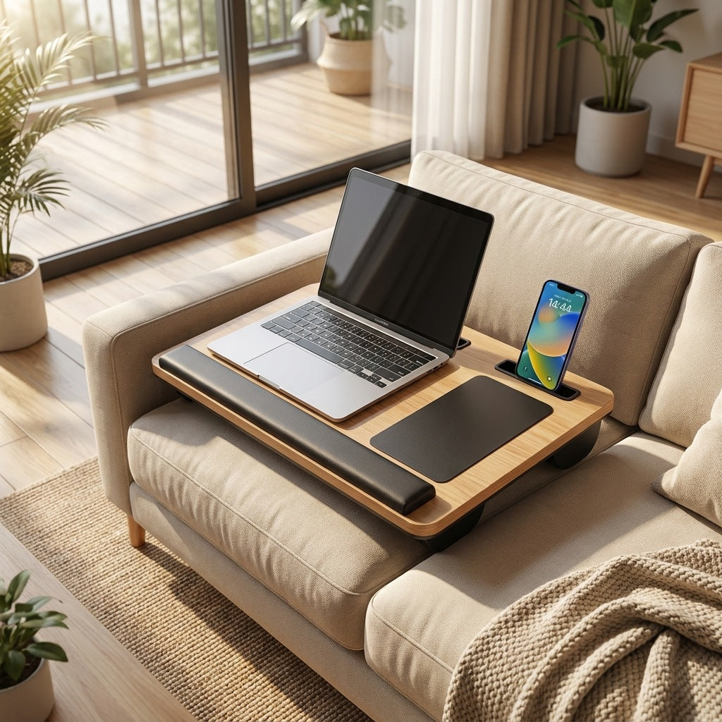 Adjustable Laptop Table with Soft Backrest